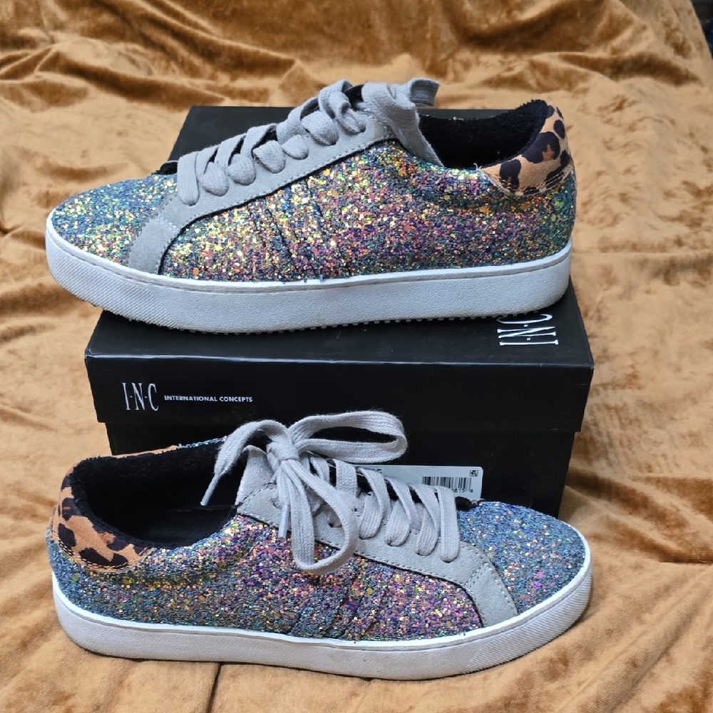 INC International Concepts Gray Glitter Sneakers Sizw 6.5